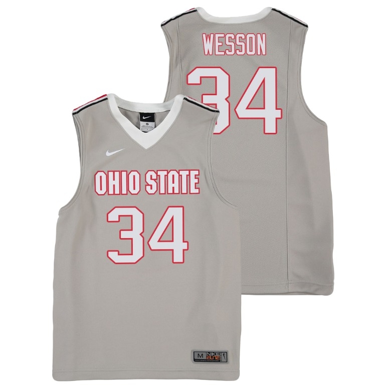 Ohio State Buckeyes Youth NCAA Kaleb Wesson #34 Gray Replica College Basketball Jersey JEE4149RC